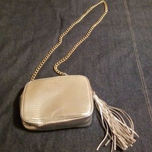 Silver snakeskin purse with tassel & links